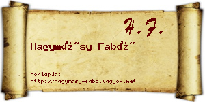 Hagymásy Fabó névjegykártya